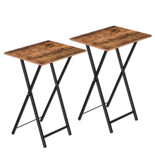 HOOBRO Side Table 2 Set, Folding Tables, TV Tray Table for Eating, Small Sofa End Laptop Drinks Coffee Tables for Small Space, Living Room,