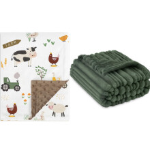 Ultra Soft Baby Blanket 30 x 40 Forest Green Fleece with Cute Farm Animals for Boys All Seasons
