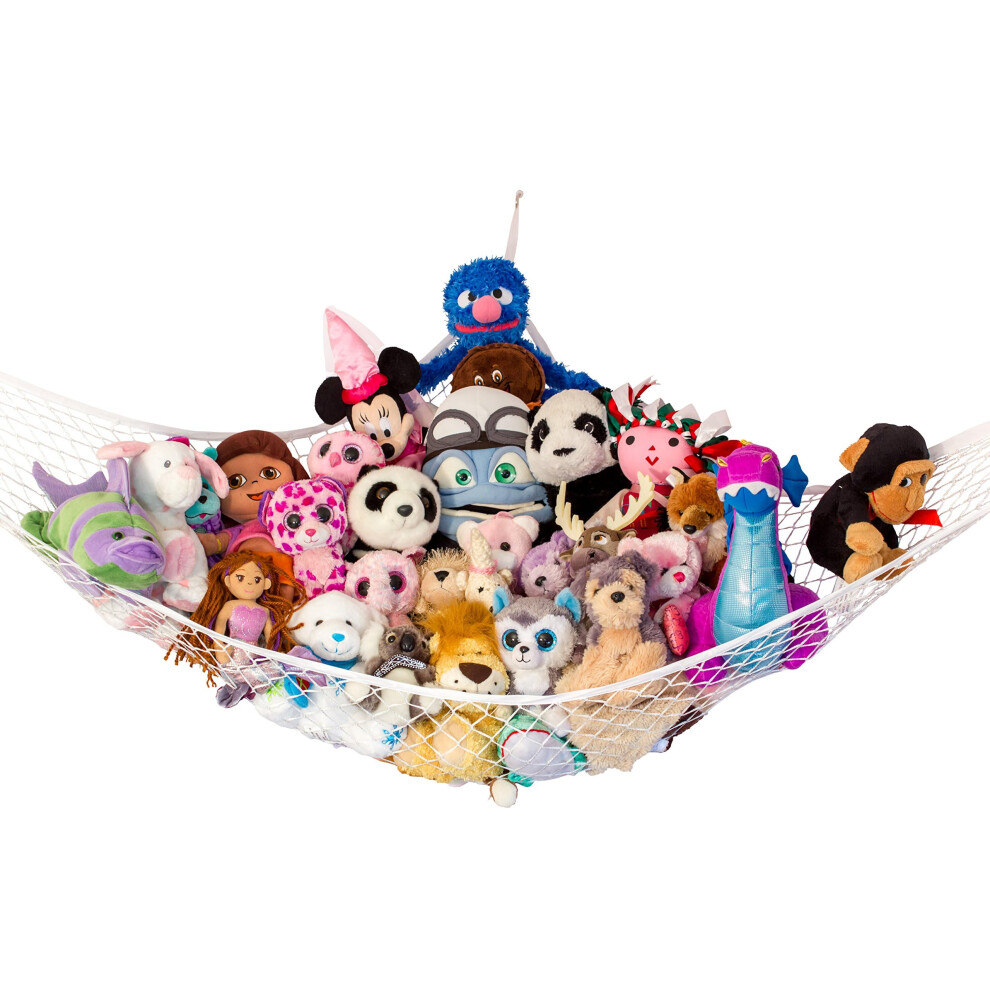 Teddy Hammock - Toy Storage For Soft Stuffed Animals - 1 Pack (Jumbo Extra Large, ) White Lilly's Love