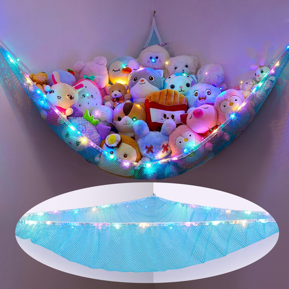Toy Hammock For Stuffed Animals Soft Toy Storage Net With Led Cuddly Toys Organizer Holder Large Corner Hanging Net Plush Macrame Kids Light Mhjy