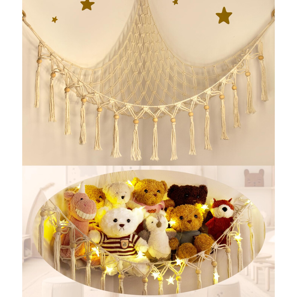Teddy Hammock - Cuddly Toy Storage Hammock For Stuffed Animals - Teddy Net Bear Storage Hammocks For Soft Toys - Cute Plush Storage Net Nursery Preppy Tcgpro