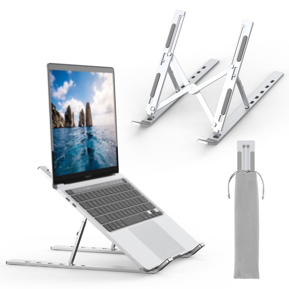 Grifema Gb1054 Laptop Stand For Desk, Adjustable Laptop Riser, Portable Laptop Stand With 6 Angle Adjustment For 10?-17.3? Laptops, Tablets 5051222817537