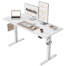 Agilestic Electric Standing Desk, 120 x 60 cm Height Adjustable Sit Stand Desk with Splice Board and Memory Smart Pannel, Home Office Desk, White