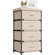 WANGIRL Fabric Chest of Drawers Bedroom, 4 Drawers Storage Unit with Sturdy Steel Frame, Dresser Drawers for Bedroom, Living Room, Hallway, Office and