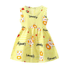 Tumling Børn Baby Piger Tøj Sommer Ærmeløs Blomster Tegneserie Ternet Kjole Afslappet Strandkjoler Outfits Til 5-6 År