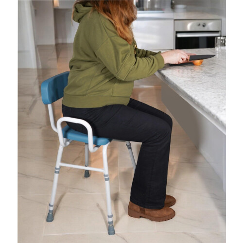 Aidapt Multi-Use Perching Stool.4 in 1 Configuration,Comfy Padded Seat&Back,Height Adjustable,Push Pin Assembly,Supplied Flat Packed,No Tools 1