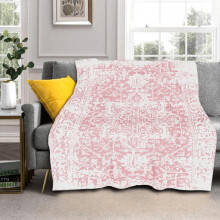 Różowo-biały flanelowy koc boho, 40x50 cali, miękki i lekki, z geometrycznym wzorem azteckim, przytulny, całoroczny wystrój na kanapę, fotel,
