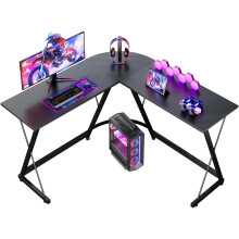 ODK L Shaped Gaming Desk, 120?120 cm Corner Computer Desk for Gaming, Home, Office, Carbon Fibre Black