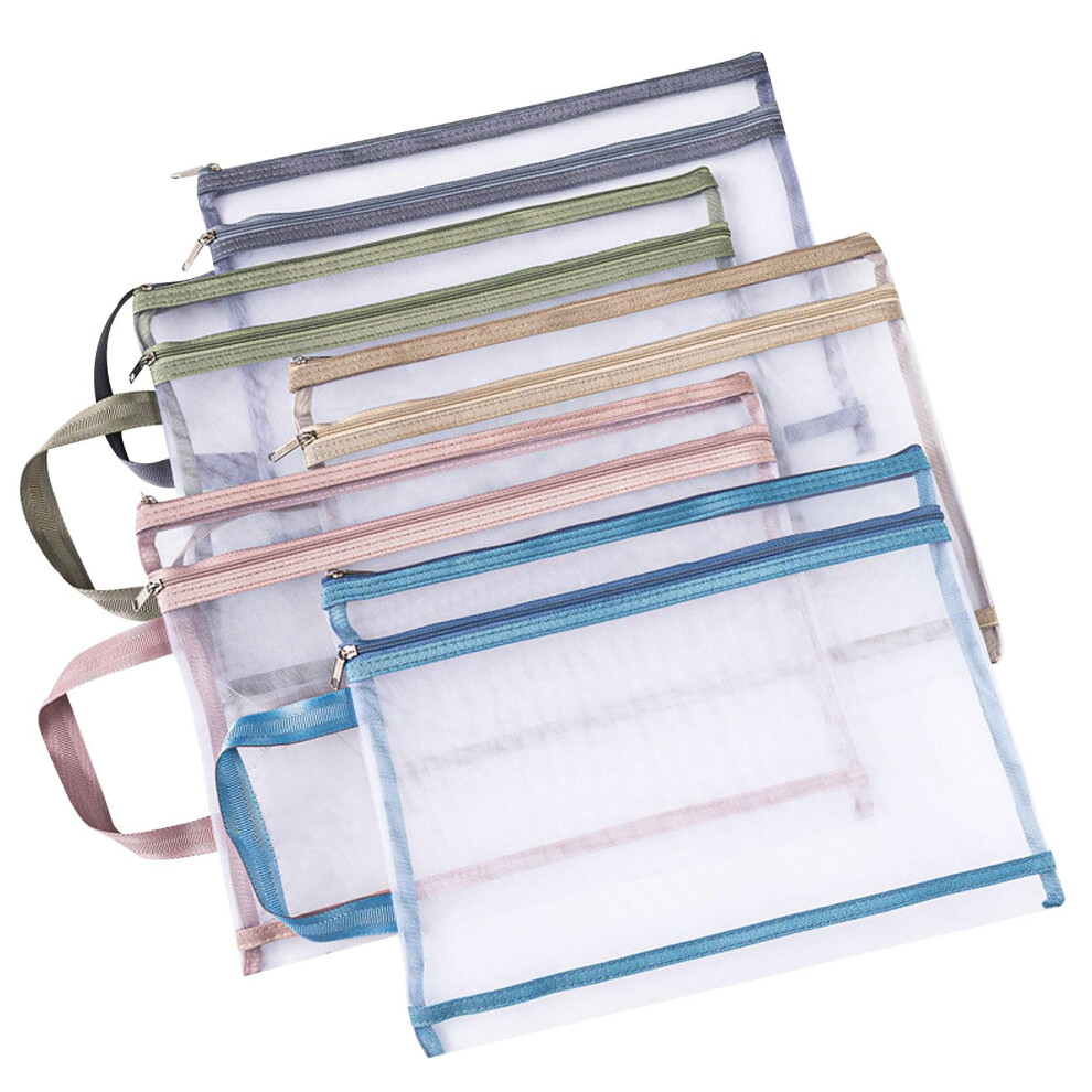 Shifaka 5 Pcs Colored Mesh Zipper Pouch Bags Set, Double-Layer Toy Storage Bags With Zipper, Nylon Toy Organiser Bagsfor Board Game Storage Puzzles Building