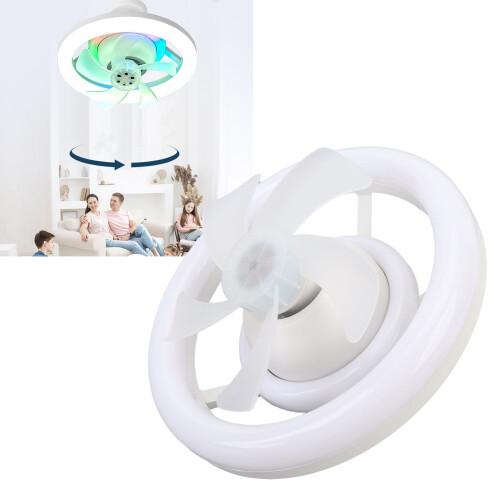 LED E27 Ceiling Fan Light RGB 3-Speed 5-Blade ABS