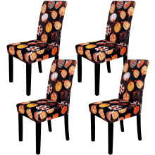 Lot de 4 housses de chaise citrouille d'Halloween – Extensibles