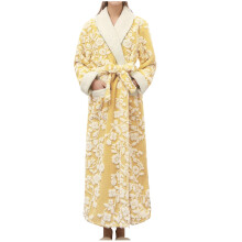 Női Arctic Fleece kétrétegű Jacquard hálóköntös, hosszú ujjú, laza szabású otthoni viselet (M–3XL), hideg időjáráshoz kompatibilis