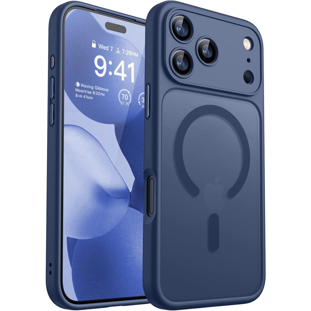 Magnetic Iphone 17 Pro Case, Compatible With Magsafe, Full Camera Protection, Translucent Matte, Shockproof, 6.3" Â Deep Air Blue 9181073144486