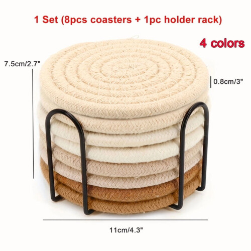 8-Piece Woven Cotton Coaster Set 2