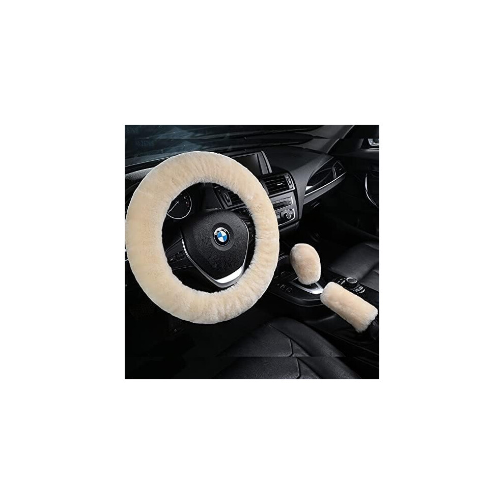 Wool Fur Steering Wheel Cover Set 3 Pcs 9032631821717
