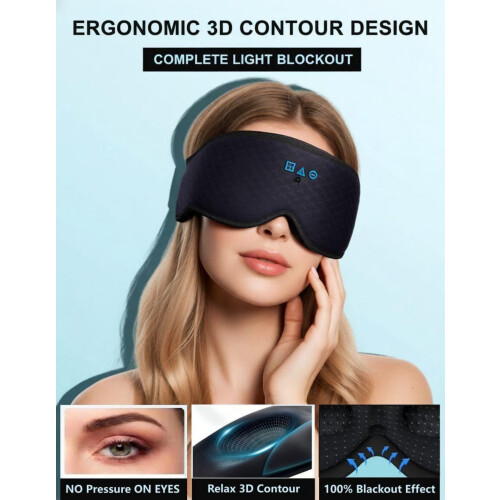 Ψηφιακή μάσκα ύπνου με Bluetooth 5.4 – 100% συσκότιση, χωρίς βλεφαρίδες, απαραίτητη για 1