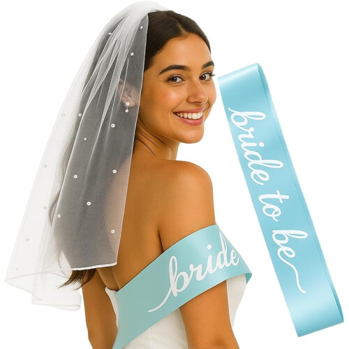 Bride to Be Veil with Pearls and Comb