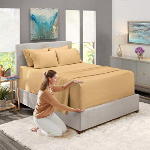 Microfiber King-lakanset, 6 delar, djup ficka 2