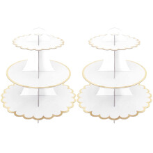 2 PACK Cardboard Cake Stand, 3 Tier Paper Dessert Round Cupcake Holder Tower Disposable Pastry Stand for Birthday, Afternoon Tea, Wedding Party