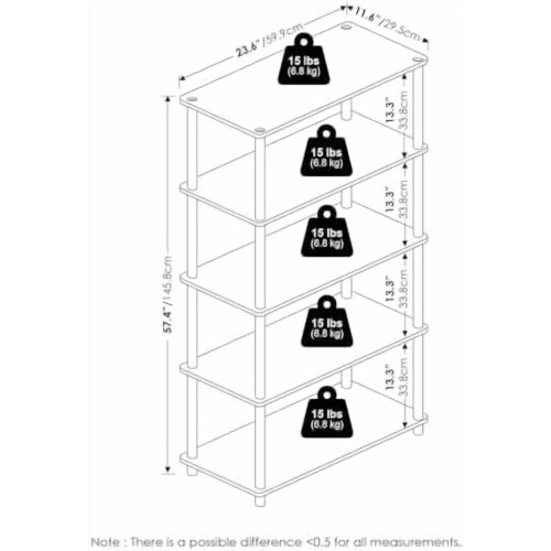 Bibliothèque mince à 4 niveaux avec coins arrondis 2