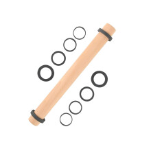 Super Kitchen Adjustable Beech Wood Rolling Pin with Removable Silicone Thickness Guide Rings- Wooden Dough Roller Baking Accessory for Pizza, Pasta,