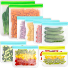 14 Pack Reusable Food Storage Bags BPA Free Freezer Bags Silicone Sandwich Bags Liquid Reusable Bags Silicon Containers for Lunch Travel Food Marinate
