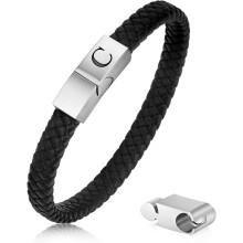 Herren-Lederarmband – Verstellbarer Magnetverschluss, Initialen eingraviert | Weihnachtsgeschenk für Ehemann, Vater, Opa, Freund, Bruder, Sohn |