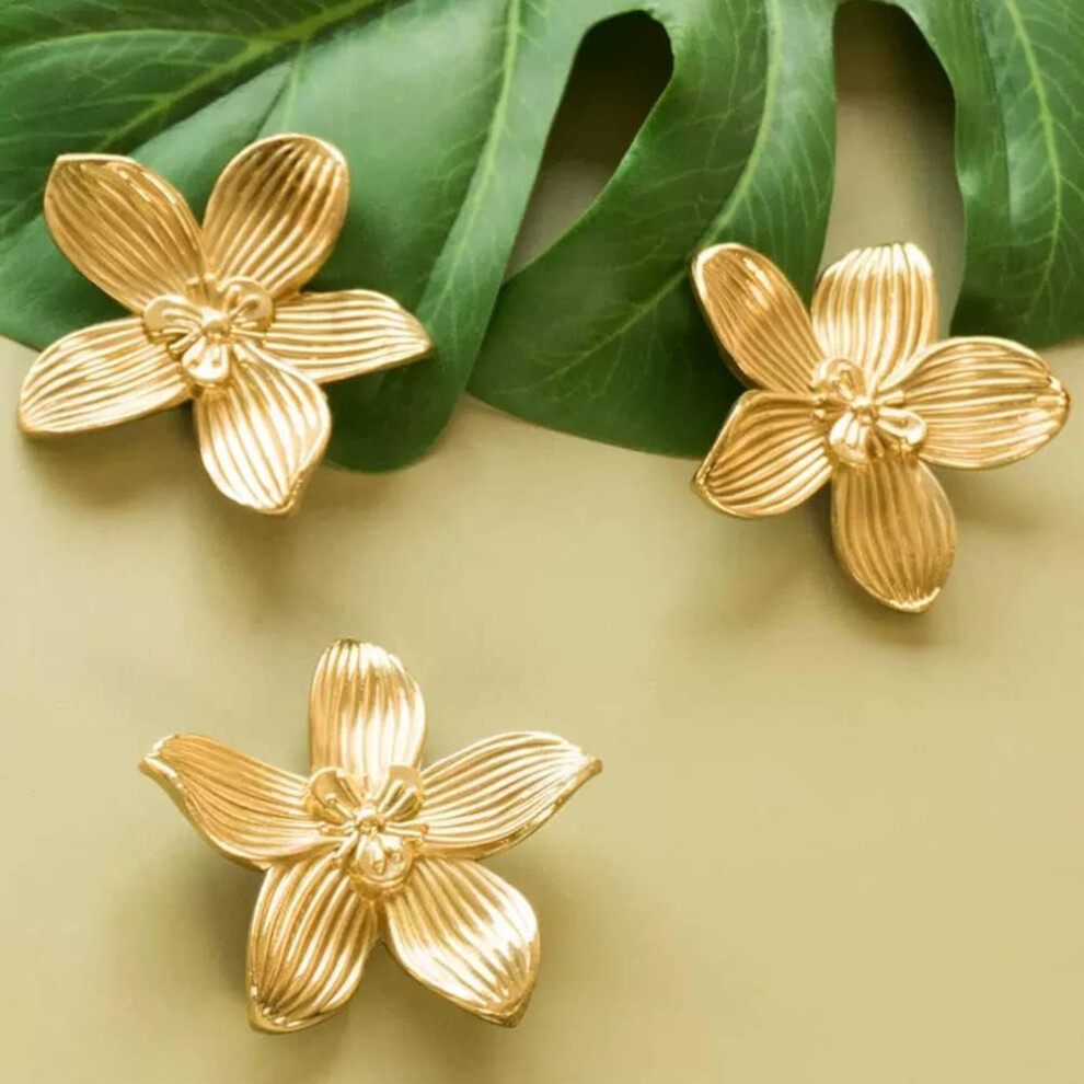 Flower Cabinet Knobs Brushed Gold Zinc Alloy 8-Pack 9130661254885