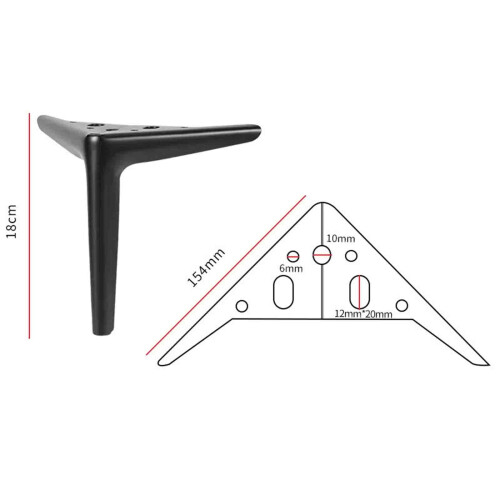 Metalmøbelben Sorte 18 cm 1 stk. 1