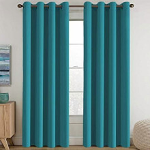 Tyrkysovo modrá zatemňovacia záclona, šírka 122 cm x dĺžka 273 cm, tepelne izolovaná, energeticky úsporná, s očkami navrchu, jeden panel