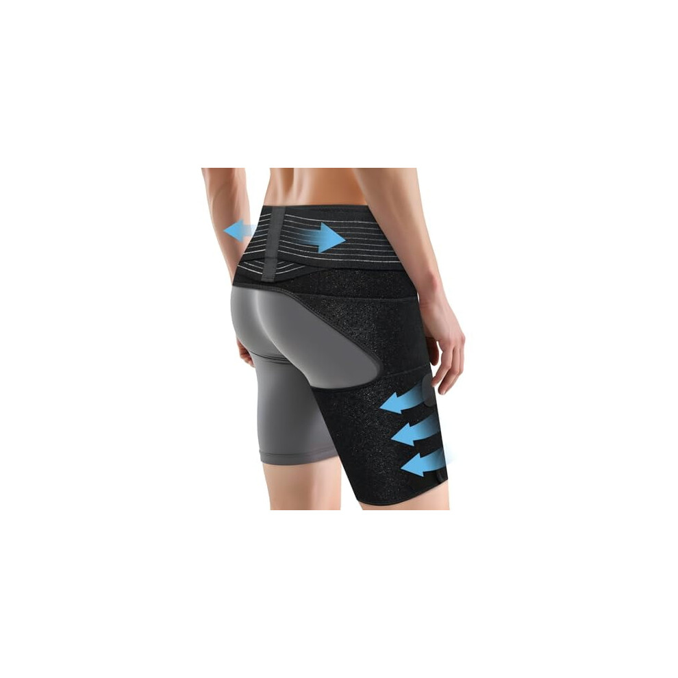 Black Hip Brace For Women & Men Â Sciatica, Arthritis, Groin & Hamstring Support Â Adjustable Compression Wrap (, Right)