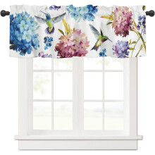Kolibri függöny karnis, hortenzia akvarell virágminta, rúdzseb, 137 cm széles x 46 cm hosszú, konyhába/fürdőszobába/nappaliba/hálószobába