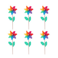 FRCOLOR 6 Stück Kunststoff-Windräder für Kinder, Gartendekoration, lustig und langlebig, 12 cm