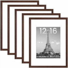 Ensemble de 5 cadres photo 12x16, pour photos 8,5x11 avec passe-partout ou 12x16 sans passe-partout, cadres pour affiches murales, marron