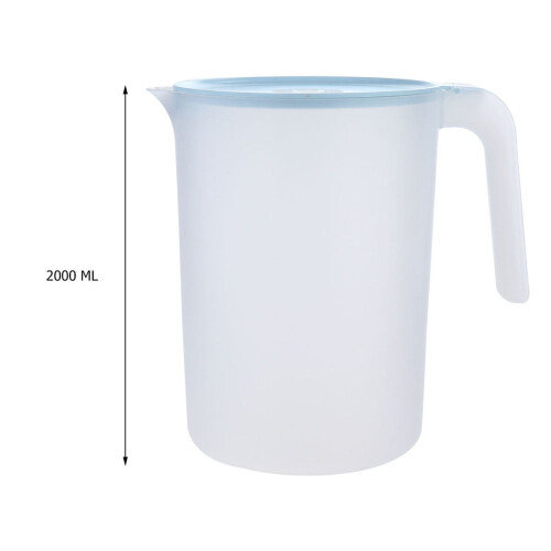 1Pc 2000ML Heat Resistant Plastic Beverage Kettle Cold Water Jug Juice Pitcher with Handle Blue 1
