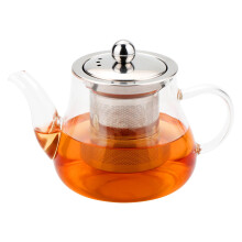 Honneeo Glass Teapot 450 ml No Drip Borosilicate Tea Pot with Infuser, Stovetop Safe Tea Kettle with 304 Stainless Still Strainer Small Teapot for