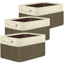 Lot de 3 bacs de rangement en tissu marron 43 x 33 x 27 cm