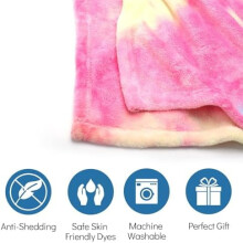 Couverture polaire tie-dye arc-en-ciel pour filles et adolescentes – Plaid doux et moelleux aux tons pastel, cadeau décoratif mignon pour enfants