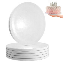 CocCCoon 6 Pcs White Cake Board 10 inch cake board 12mm Thick Cake Drum Board Strong Round Cake Board Cake Boards Base Holder Cake Card Plate Baking