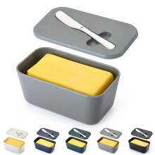 Butter Dish with Lid for Countertop and Refrigerator Door Shelf, ReaNea Plastic Butter Holder Tray Container with Butter Knife, Easy Scoop Dishwasher