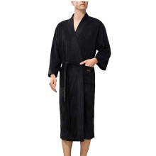 Herren-Schlafanzug mit Kapuze, langen Ärmeln und Bindegürtel in Übergröße, Herren-Freizeitbademantel, bequeme, weiche Loungewear mit Taschen