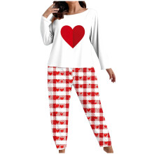 Valentijnsdag pyjamaset voor dames in grote maten (XL-5XL) met hartjesprint, zachte en comfortabele nachtkleding