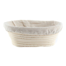 Oval Bread Proofing Basket (28x14x8cm), Handmade Rattan Banneton with Linen Cloth – Compatible with Home Baking