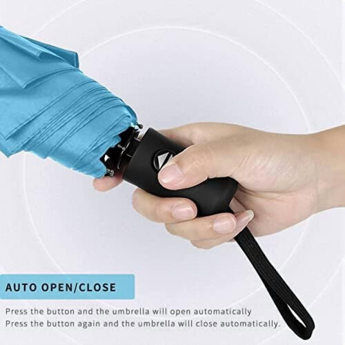 Ombrello da viaggio antivento compatto – Automatico, azzurro, portatile per uomo, donna e ragazzi 2