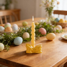 Elegant Ceramic Bow Candlestick Holder – Geometric Design, Compatible with Standard Candles, for Christmas, Valentine’s Day & Home Decor