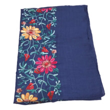 Lenço feminino bordado com flores, lenço longo de algodão, bandana, xale para meninas, presente.