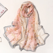 Lenço de seda feminino 160*50cm com estampa floral, longo e macio, estilo xale.