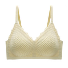3 stk. dame-bh'er, sexet uden stålringe, åndbar, samlende bh, sømløs blonde-bralette, undertøj til hverdagsliv, kontorfest, gul, 38E