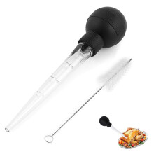 2 Pcs Turkey Baster, Baster for Cooking, Turkey Oil Dropper with Brush, Turkey Baster for Cooking, Cooking Turkey Injector Long Turkey Baster for
