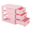 Pink Plastic Drawer Storage Box with 3 Compartments 4